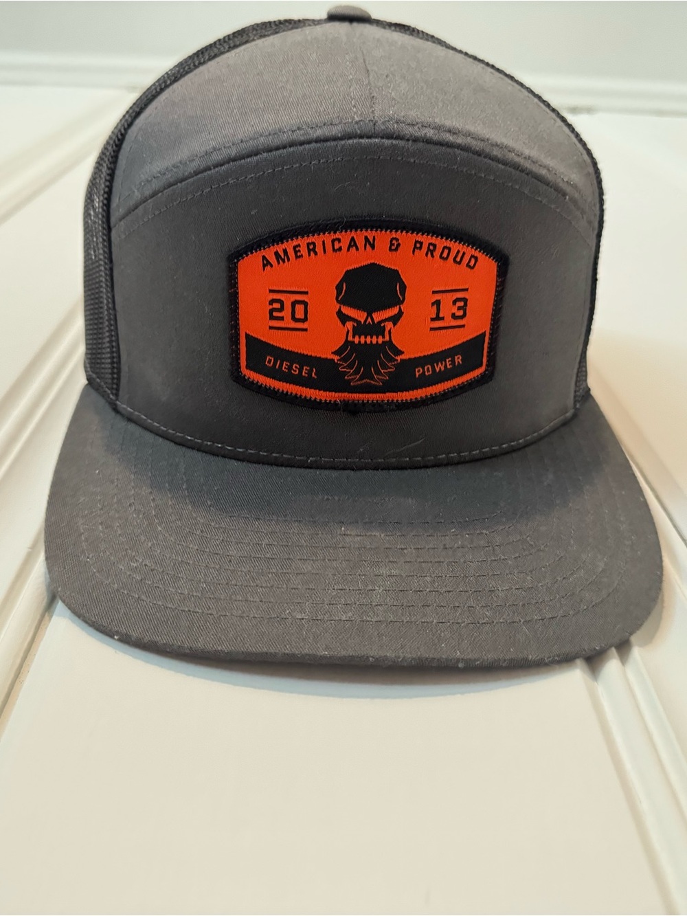 Diesel Brothers- Diesel Power Skull Patch Trucker Hat - Gray & Orange
